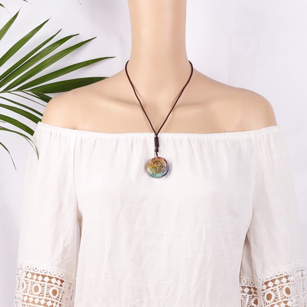 Orgonite Necklace Sri Yantra Luminous Pendant Sacred Geometry Chakra Energy N…