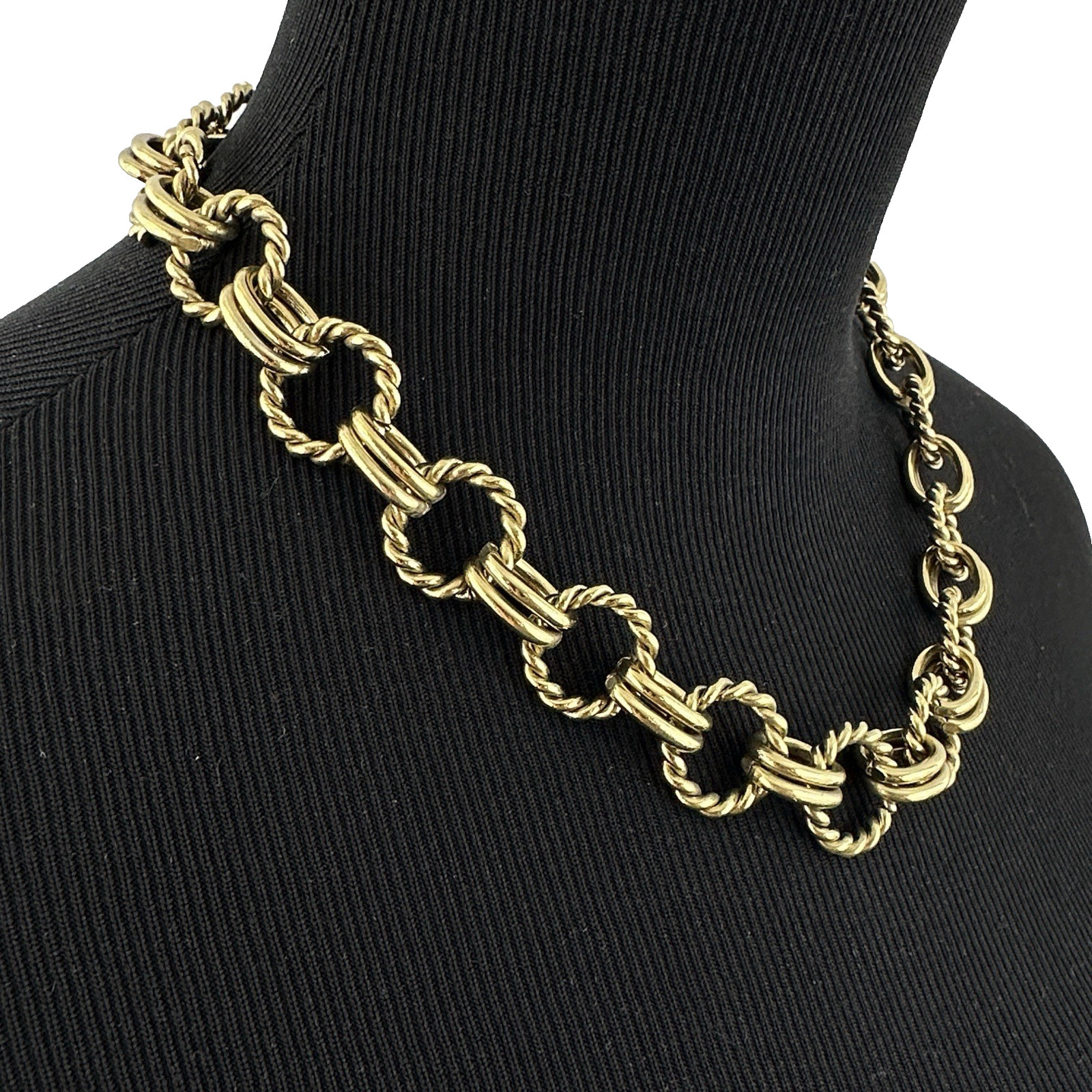 HEIDI DAUS gold-tone necklace – double-link twisted cable chain 19.5″ toggle