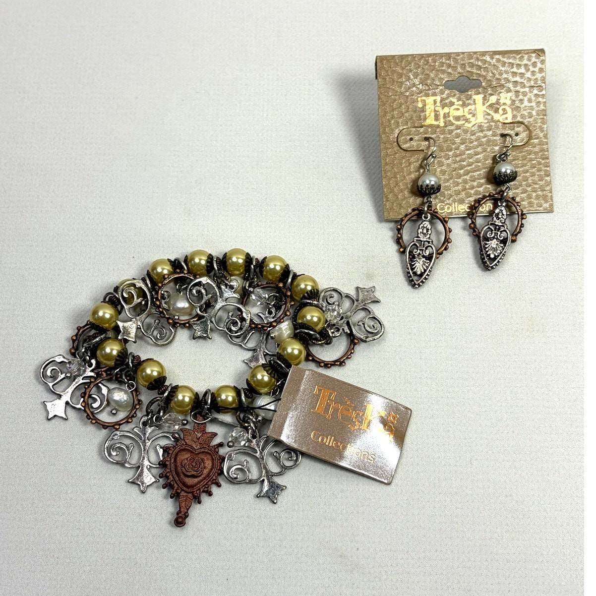 Treska Artsy Earrings and Stretch Bracelet Matching Set NEW Dangle Boho