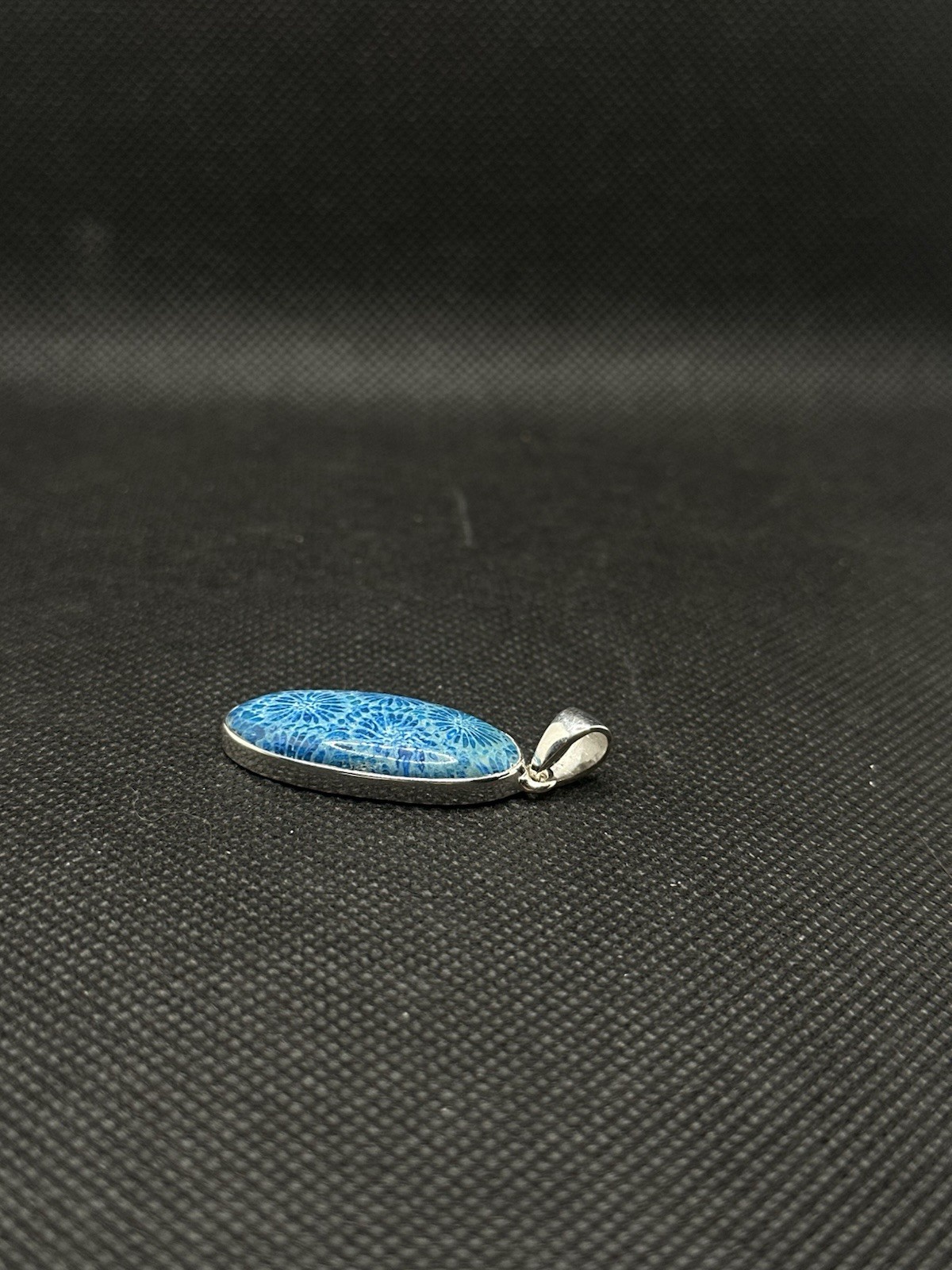 Vintage Blue Treated Indonesian Fossil Coral Protective Sterling Silver Pendant