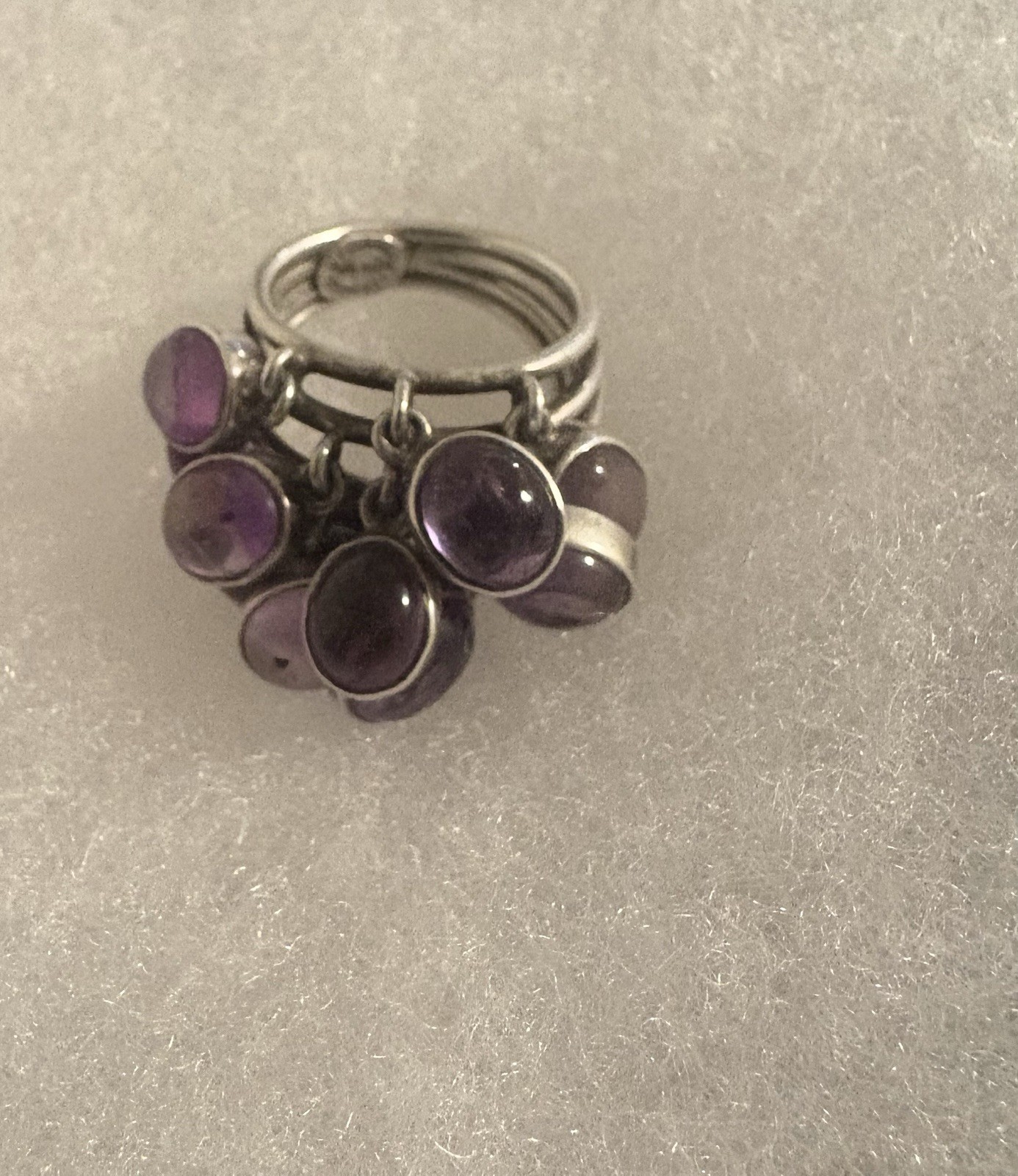 Sterling Silver Amethyst Cluster Cocktail Ring Size 6 Carmen Beckmann stamped