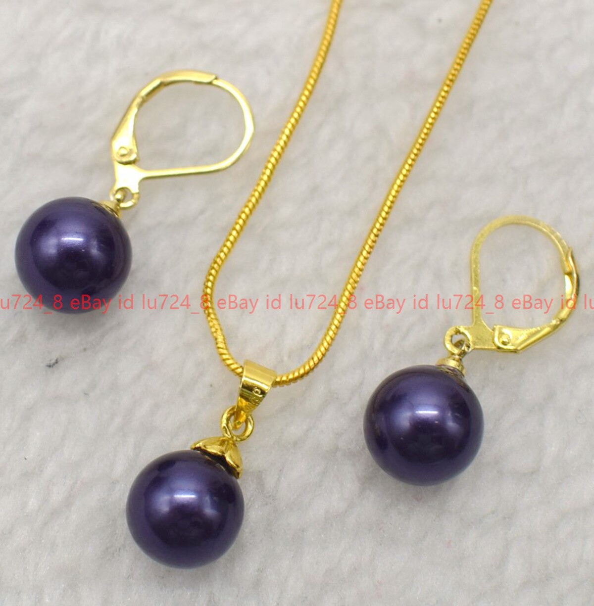 Beautiful Multicolor Shell Pearl Round Beads Pendant Necklace Earrings Set 17″