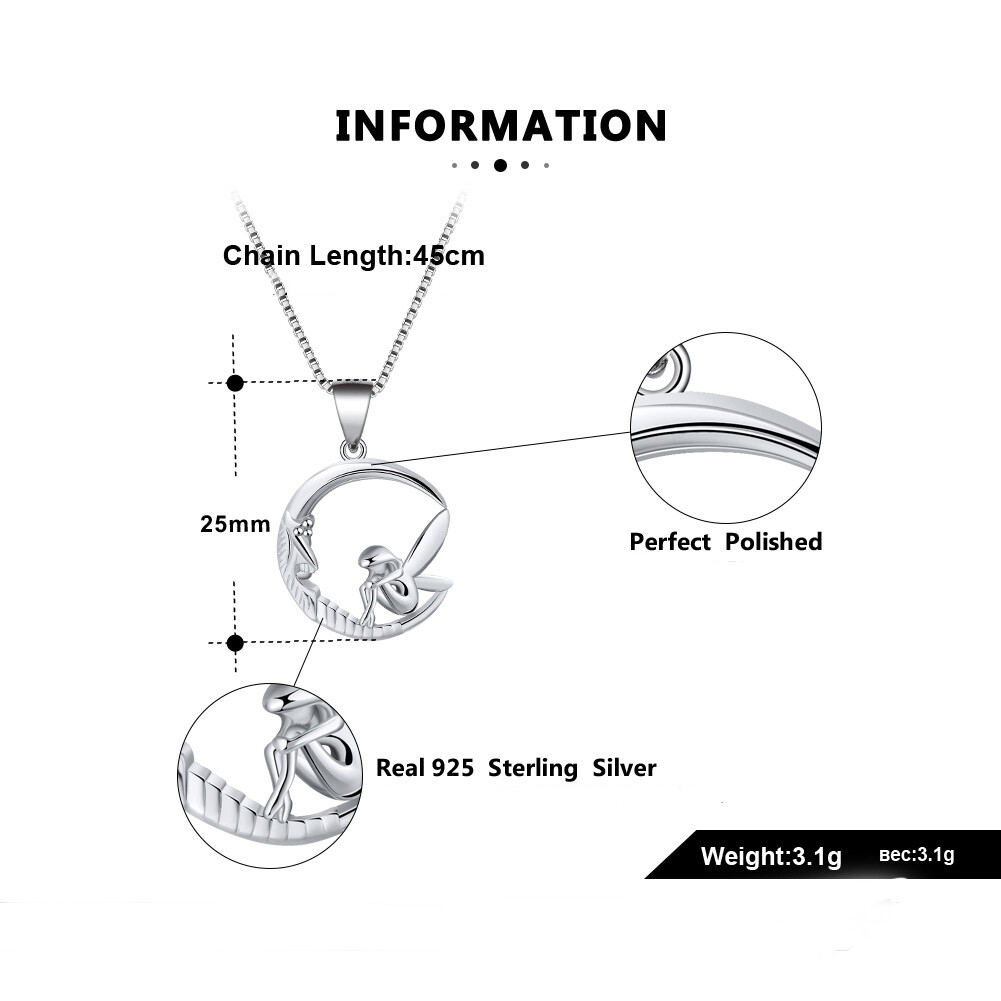 Fairy Moon Pendant Chain Necklace for Women Sterling Siver Ginger Lyne Collec…