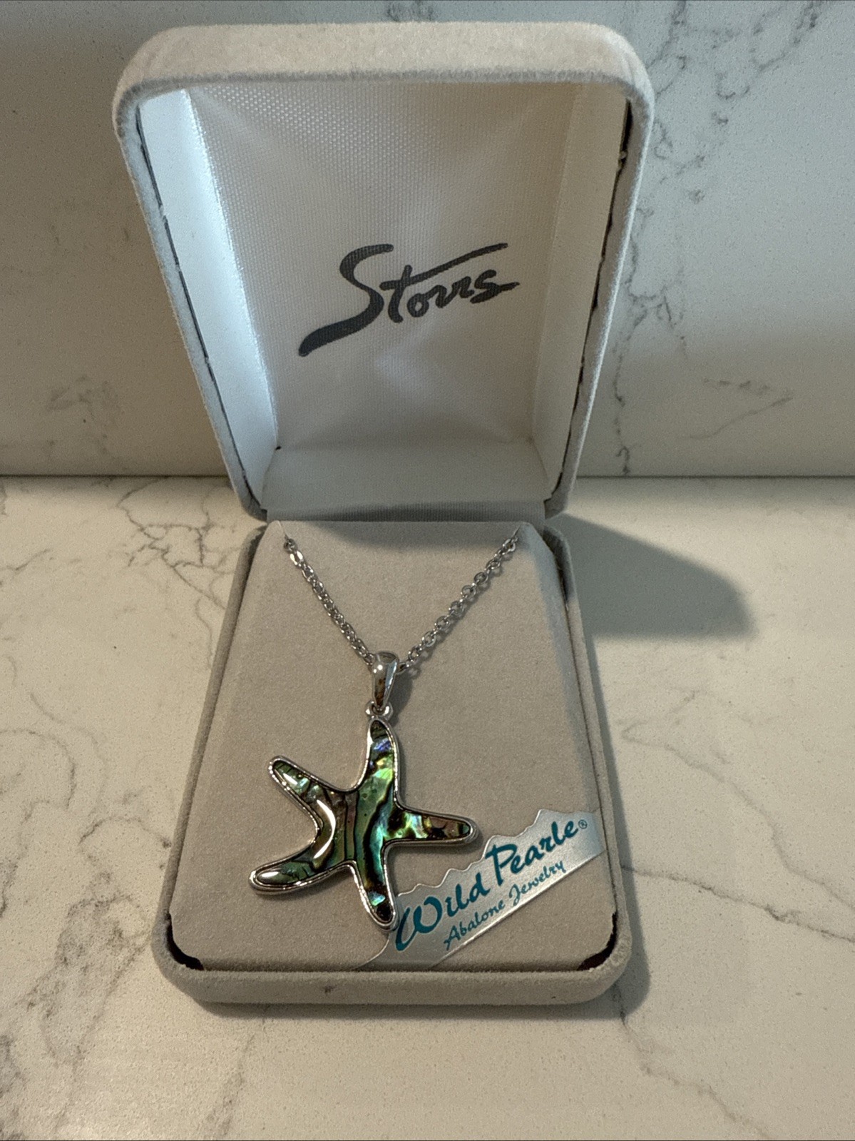Storrs Wild Glacier Pearle Abalone Starfish Necklace