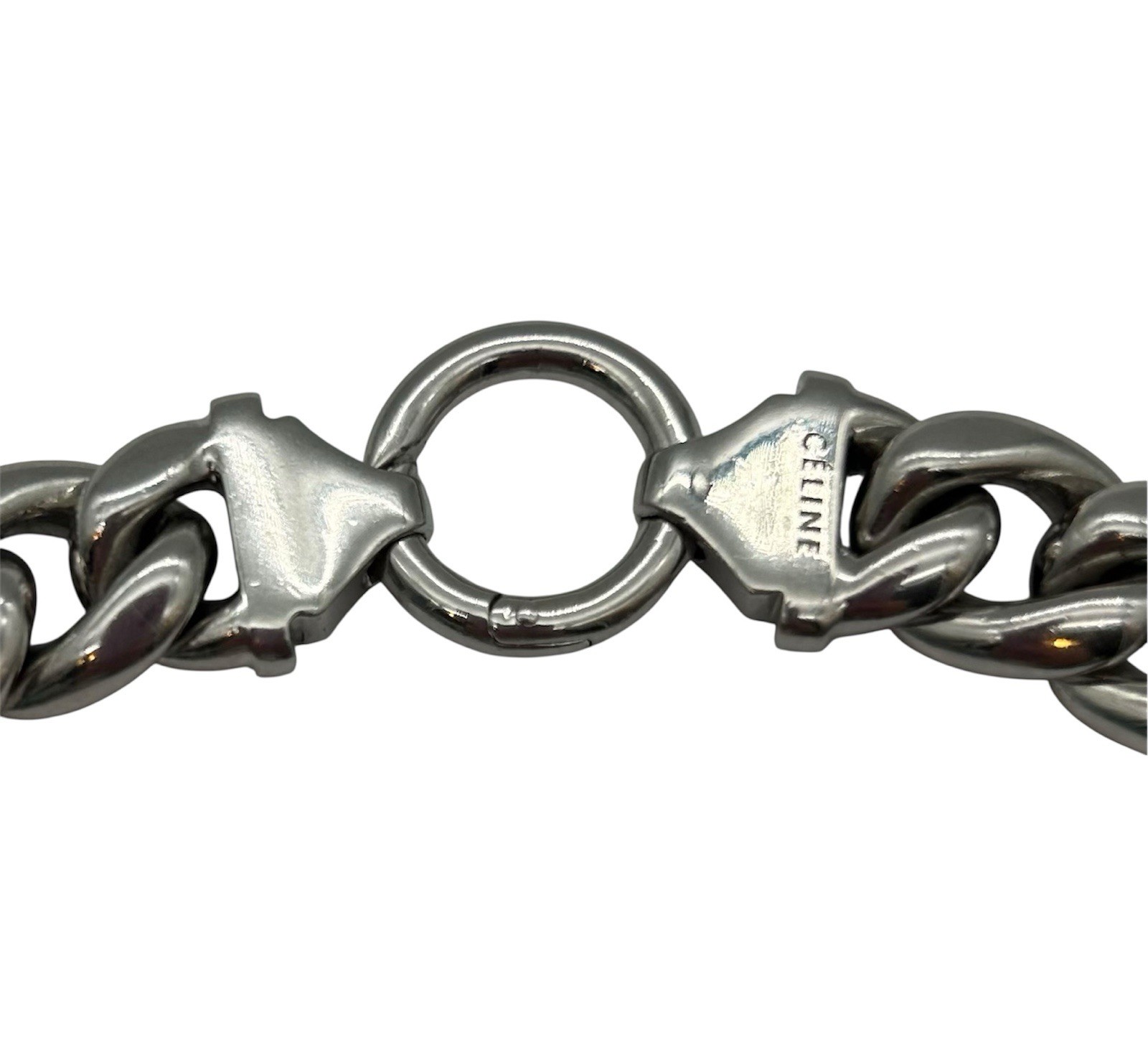 Authentic Celine Silver Chunky Link Choker Necklace 15”