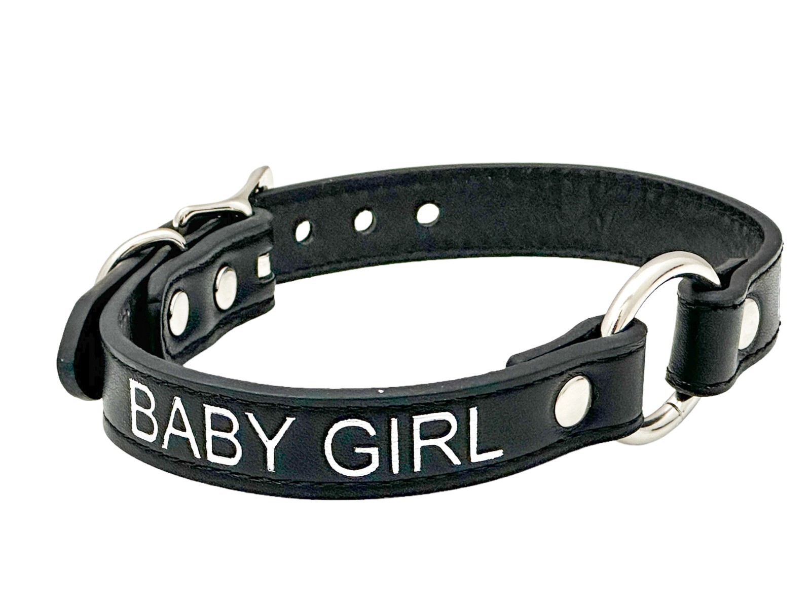 Ring Choker BDSM Collar Vegan Leather Custom Necklace O Ring Fetish Ball