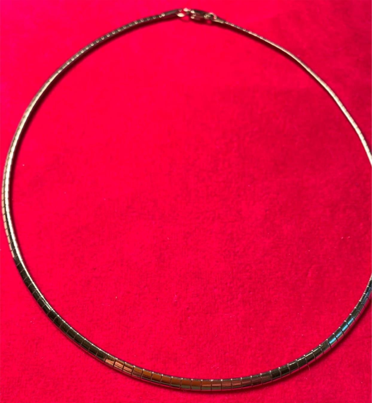 20 INCH 3 MM STAINLESS STEEL SILVER DOMED OMEGA WITH LOBSTER CLAW CLASP