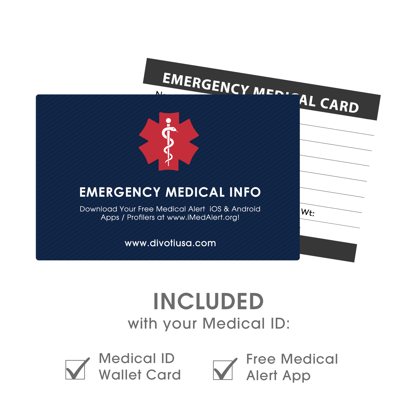 Divoti Custom Engraved Rect Classic Medical ID Tag