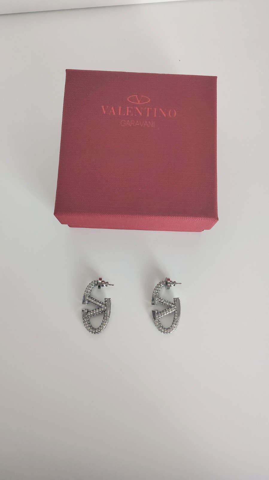 Valentino Garavani VLogo Signature metal Silver crystal Earrings