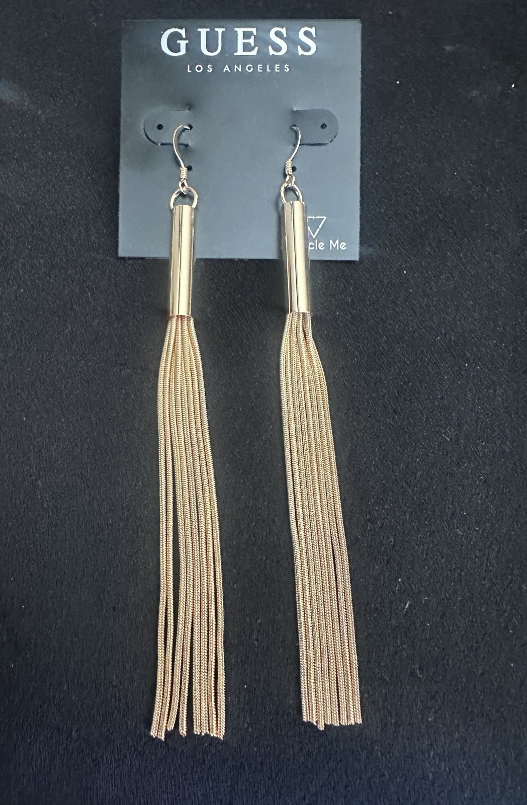 Guess Chain Tassels Earrings/ Gold Color 4.5” In