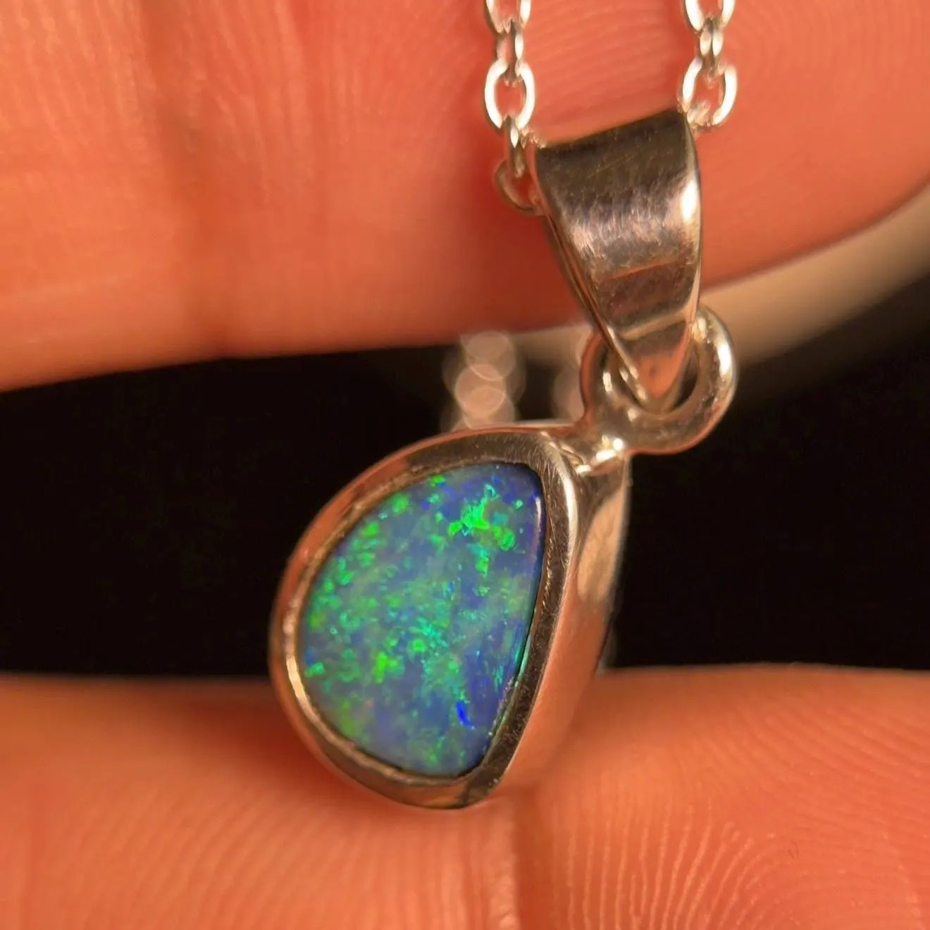 Australian Fire Opal Pendant Necklace, Handmade 925 Sterling Silver Jewelry
