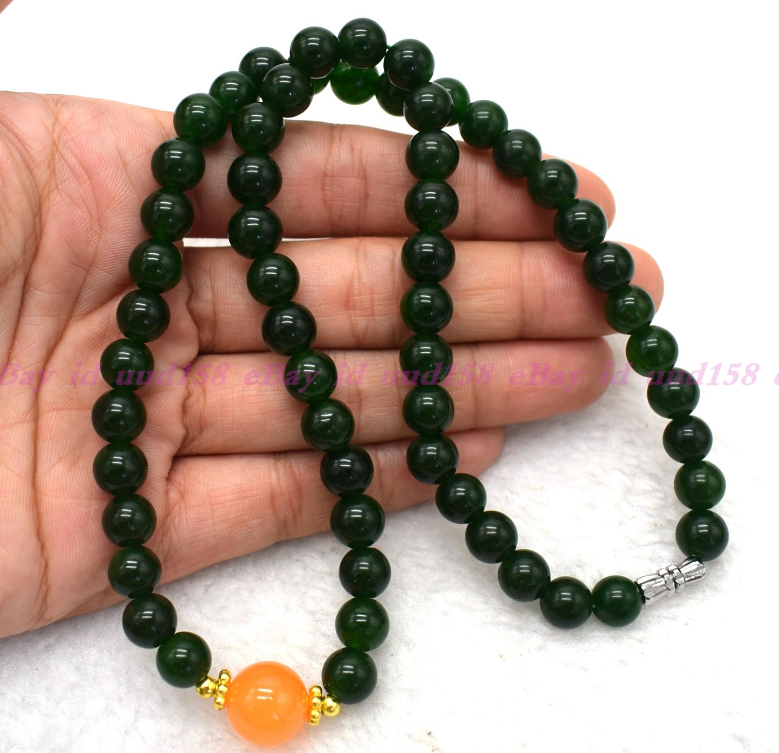 Natural 8mm Green Jade Round Gemstone Beads Jewelry Necklace 16-28″ AAA