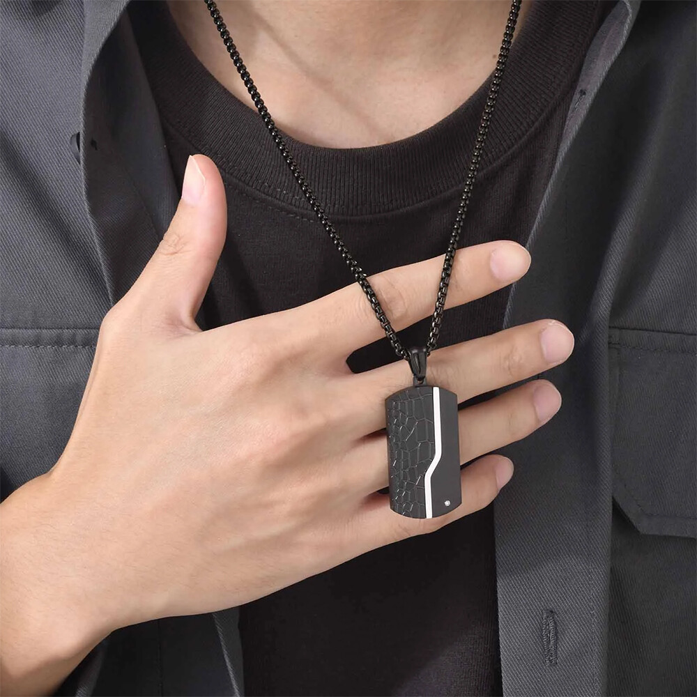 Silver Black Stainless Steel Dog Tag Pendant Necklace Military Box Chain Jewelry