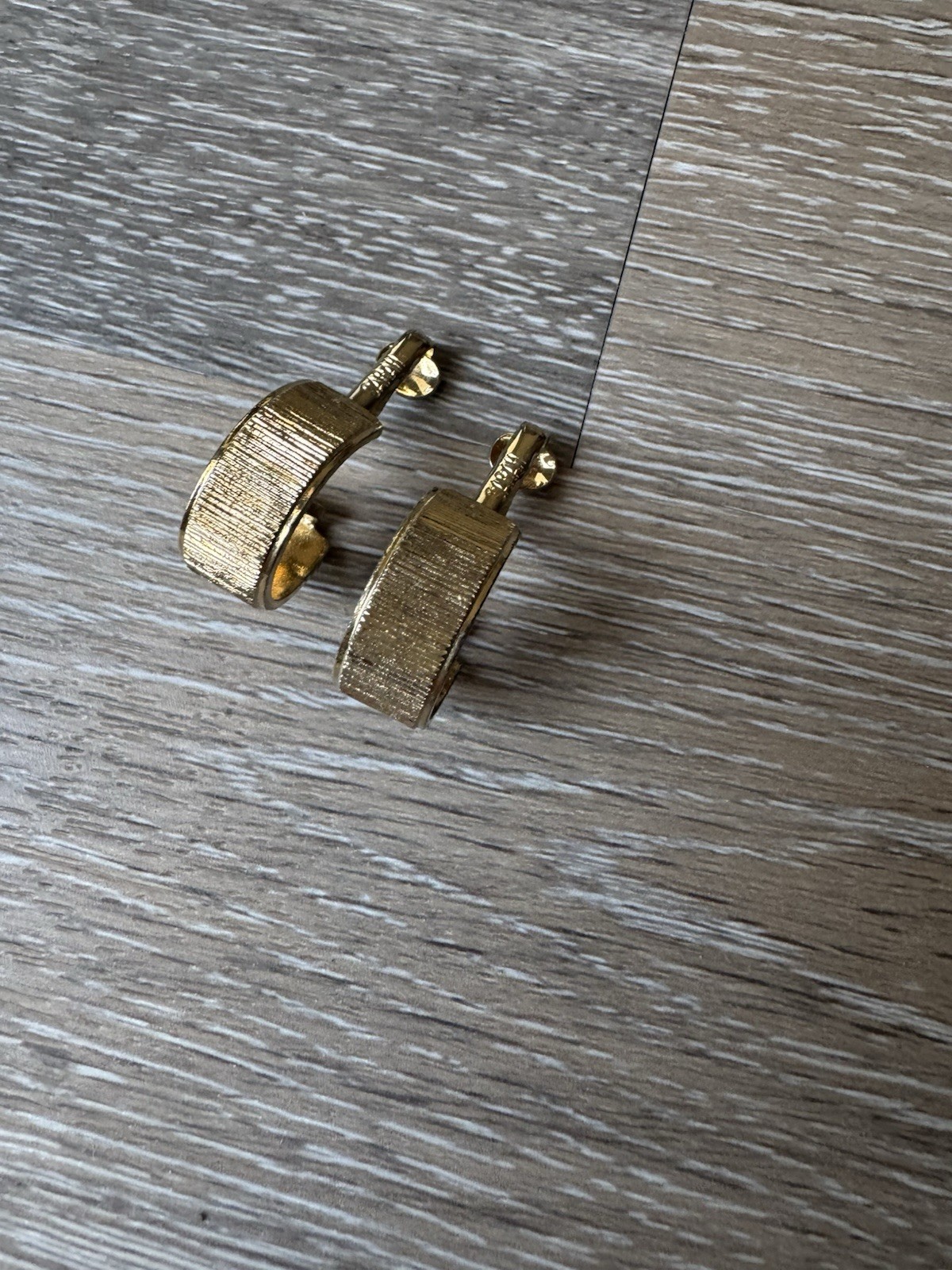 Gold Tone Textured Clip-On Huggie Hoop Earrings, Round, Sarah Coventry