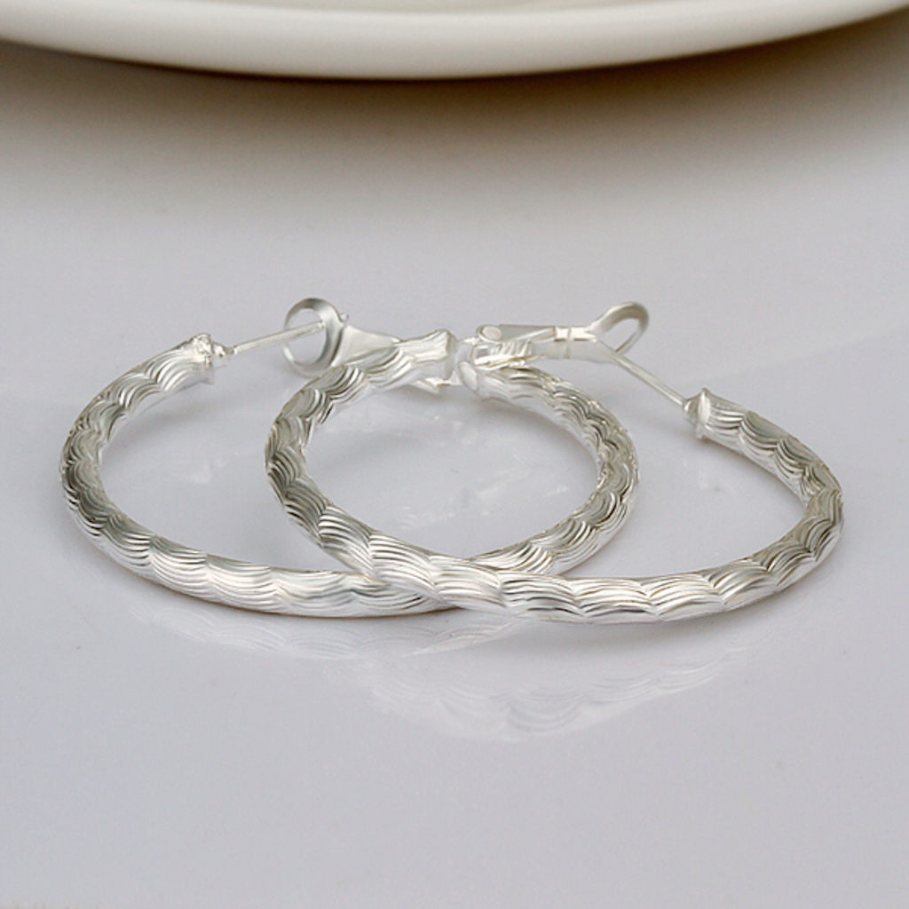 925 Sterling Silver Hoop Pierced Earrings L3