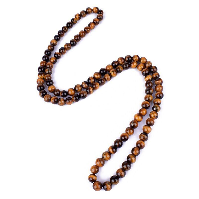 6/8/10/12mm Tiger Eye Stone Necklace Men Meditation Yoga Natural Stone Necklace