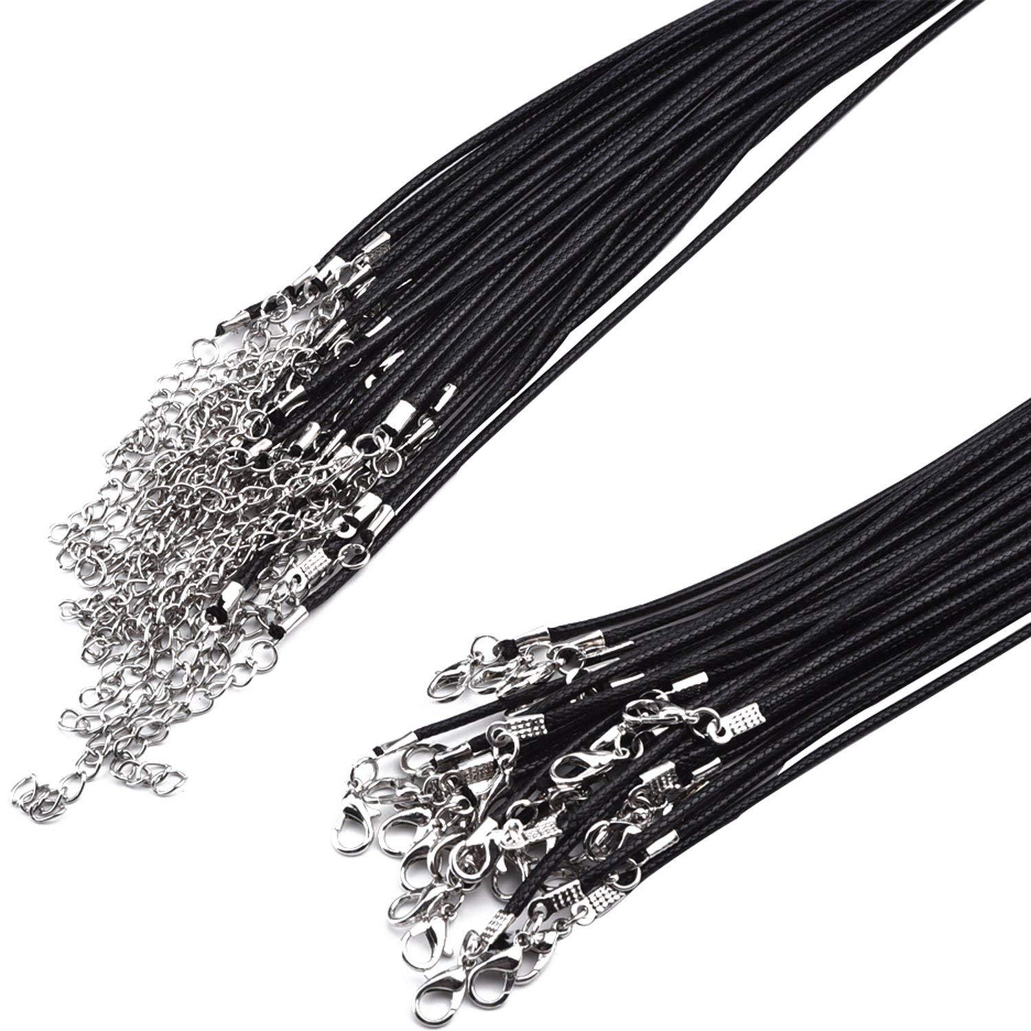 5-50Pcs Braided Leather Cord Rope Necklace Chain with Lobster Claw Clasp 20 inch