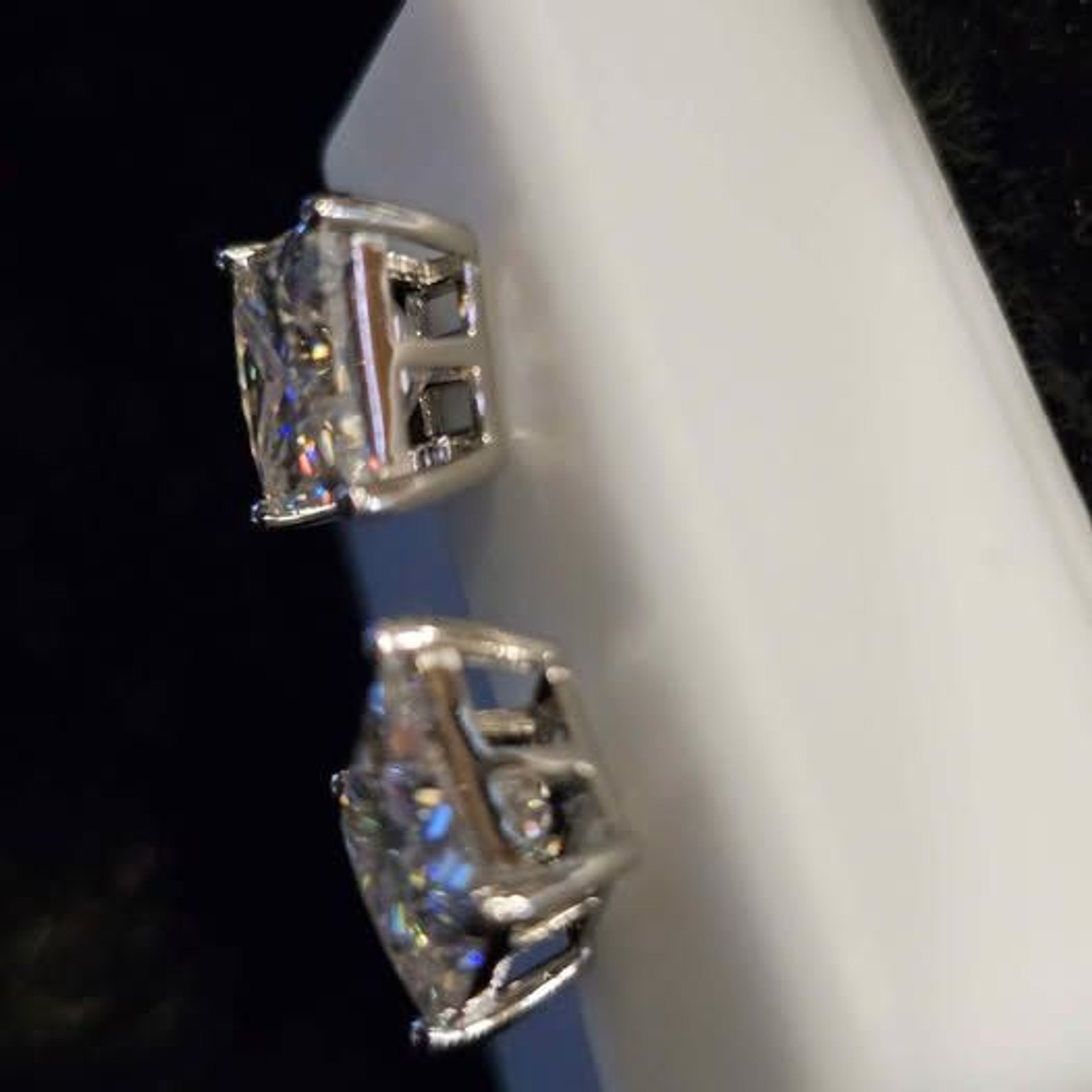 6.0CTW VVSD Moissanite Princess Cut screwback earrings in 925 sterling silver
