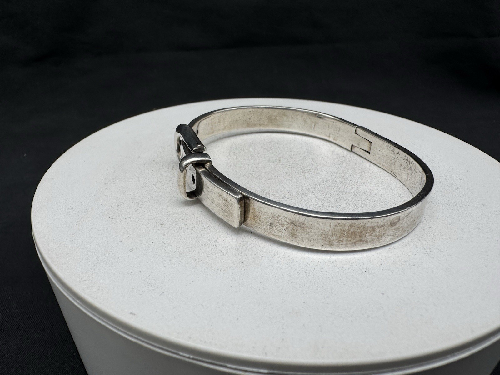 Vintage Sterling Silver Adjustable Hinged Belt Buckle Bracelet 35 Grams