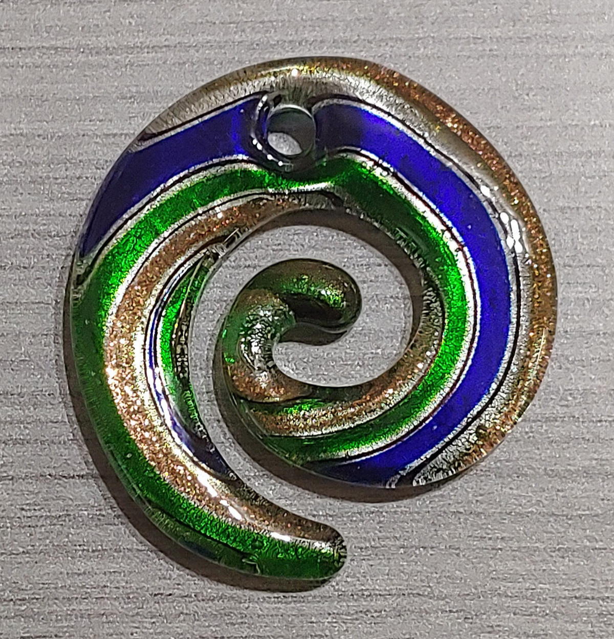 Blue & Green With Silver/Gold Stardust Round Lampwork Glass Pendant 49x46MM DIY