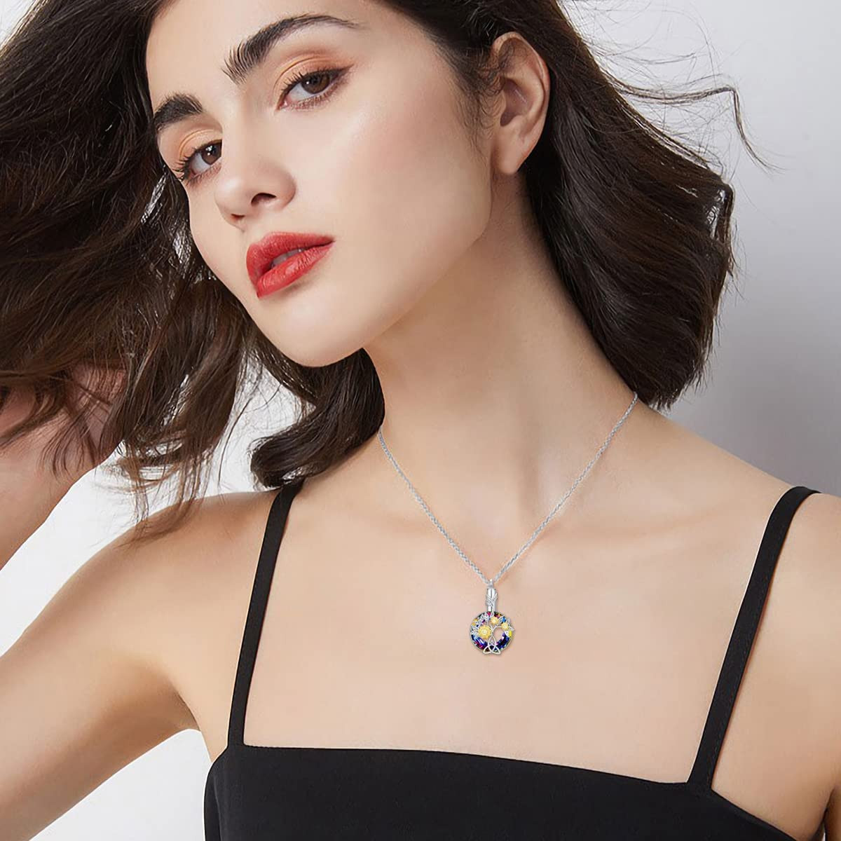 Sunflower Urn Necklace for Ashes S925 Sterling Silver Sunflower Cremation Jewelr