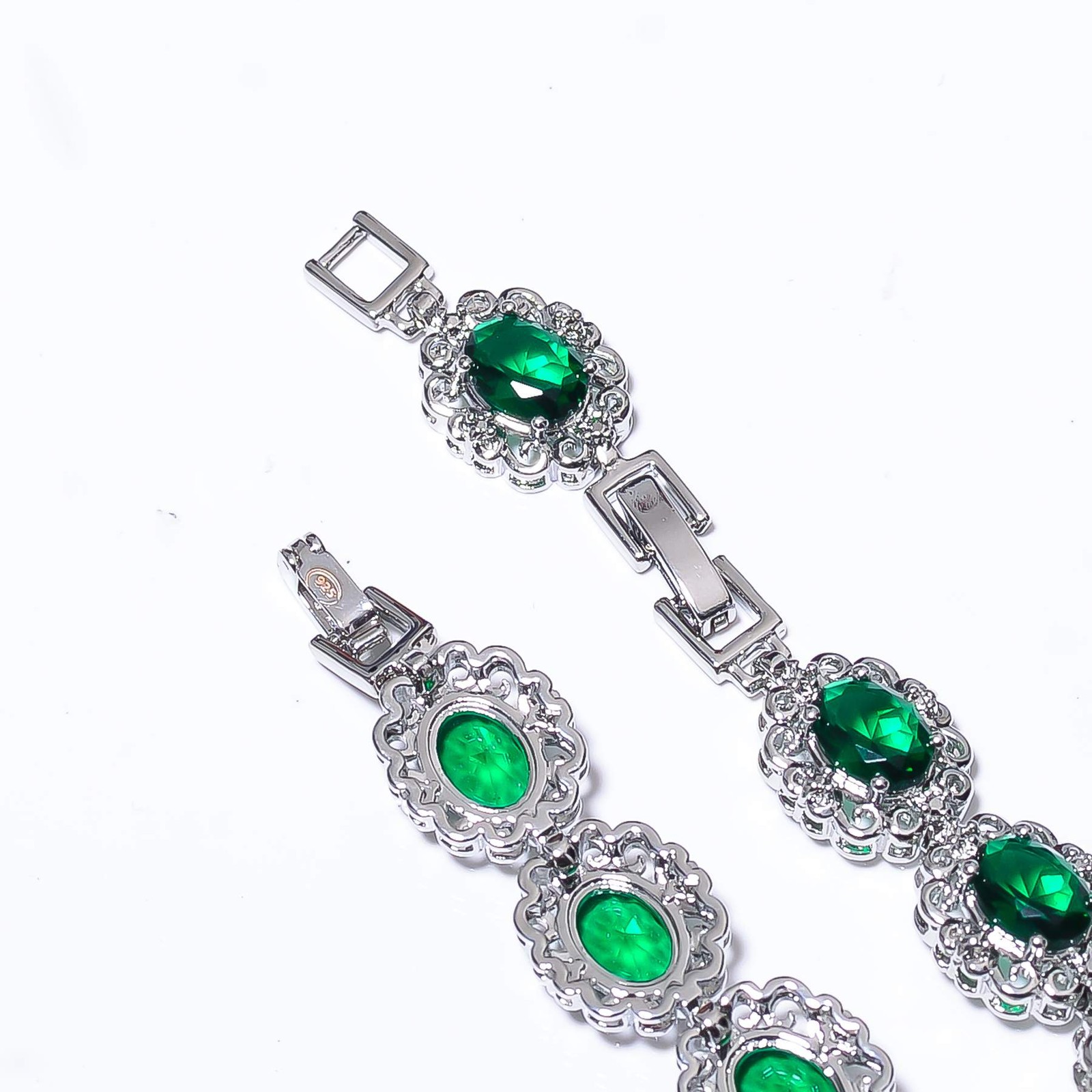 Tsavorite & Cubic Zirconia 925 Sterling Silver Tennis Bracelet 7.99″ B97337348