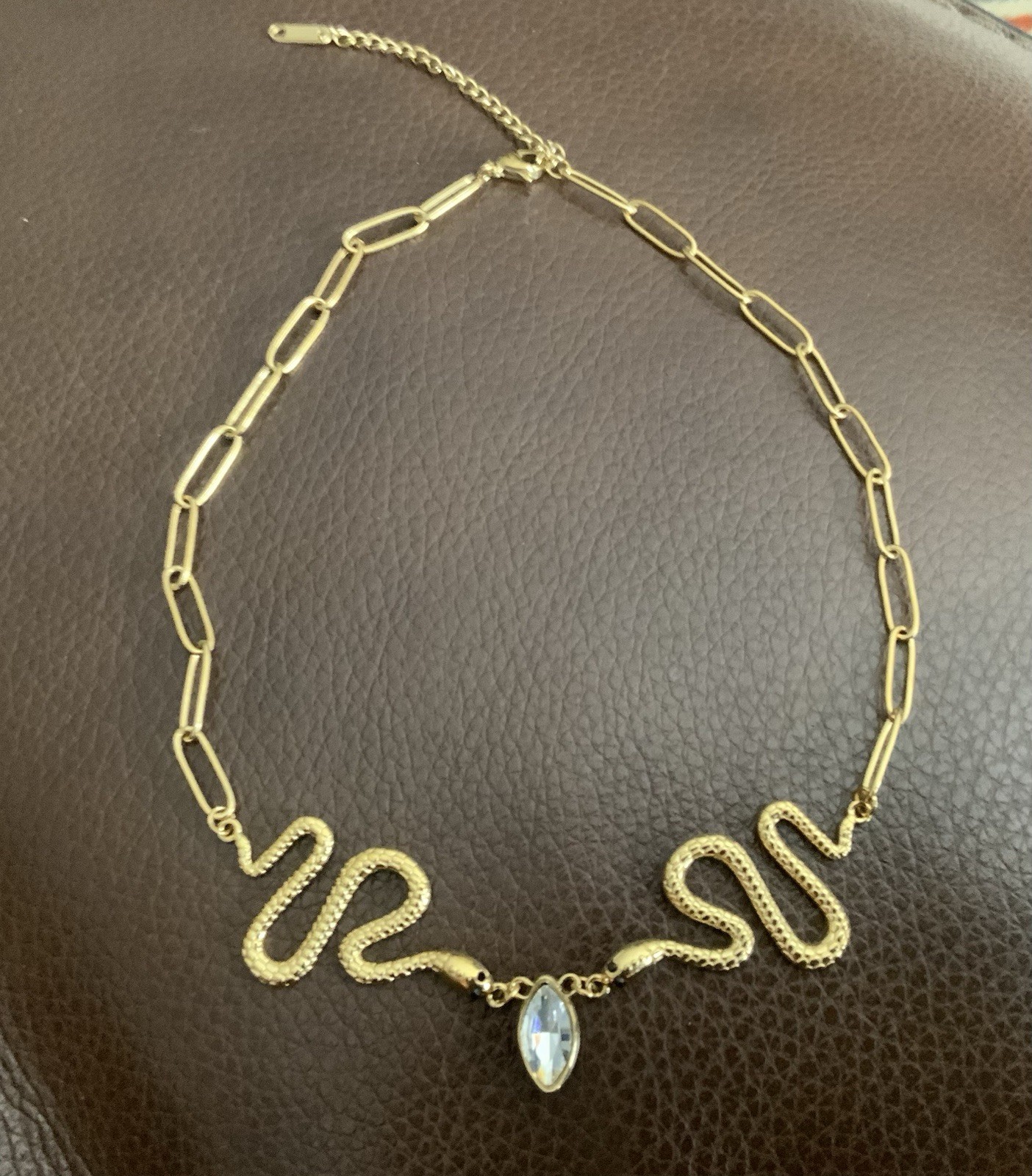 Ettika STYLE Serpentina Choker Snake Necklace Gold Boho VTG Chain Crystal Y2K