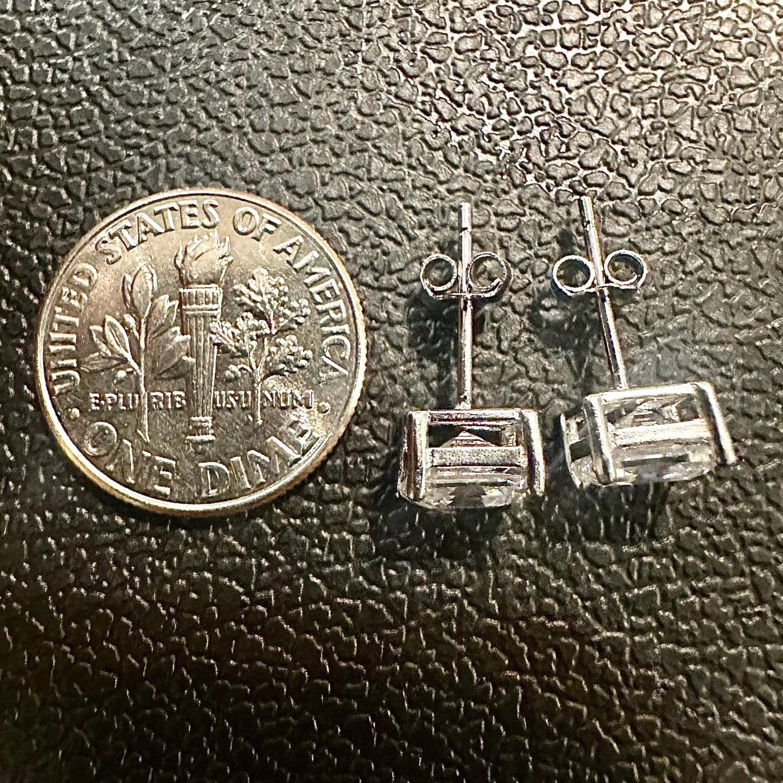 Crystal Stud Earrings 6mm Asscher Cut 925 Sterling Silver Square Studs