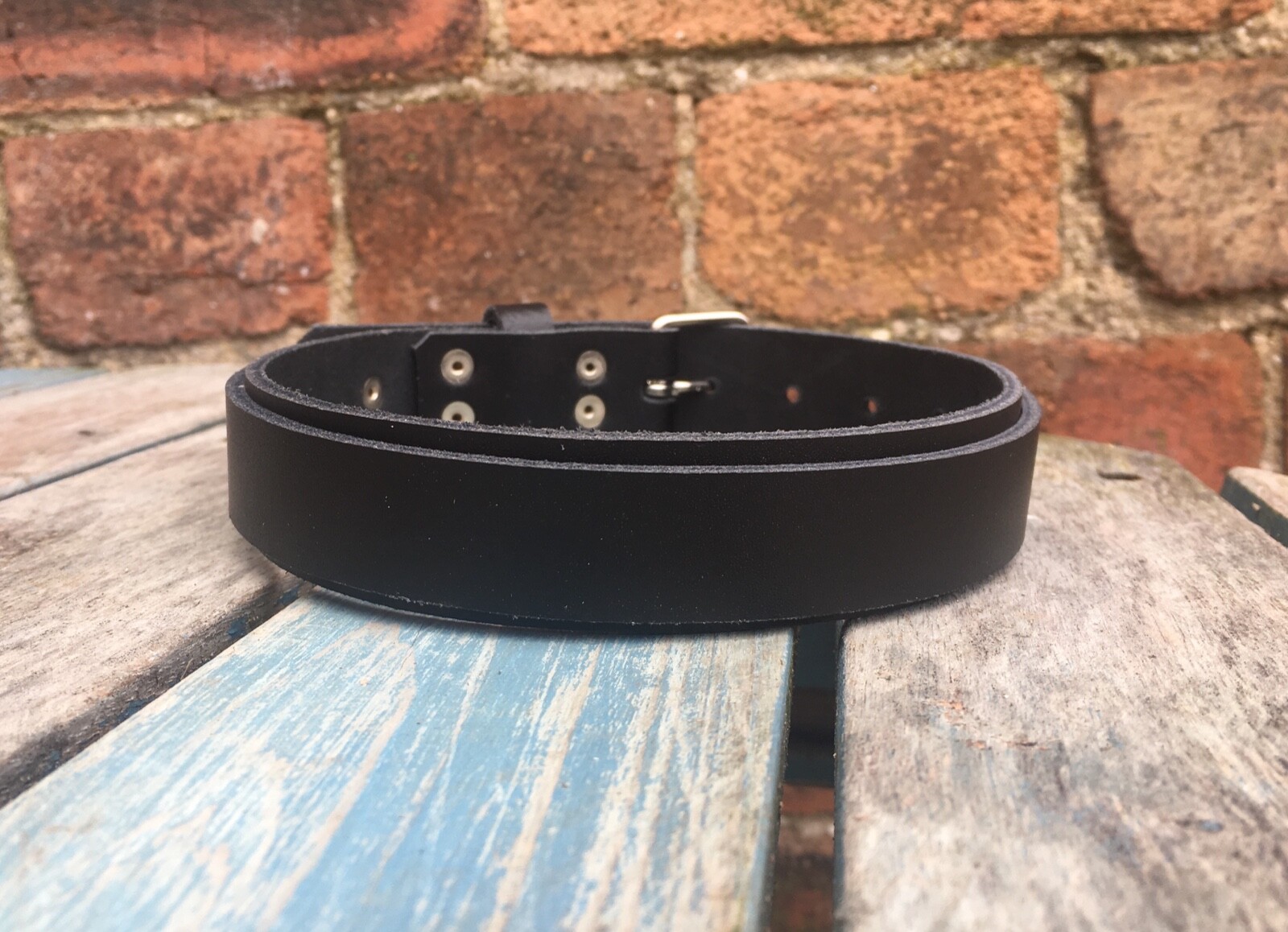 Real Leather Plain Double Strap Choker Necklace Choice of Colours Handmade 1″