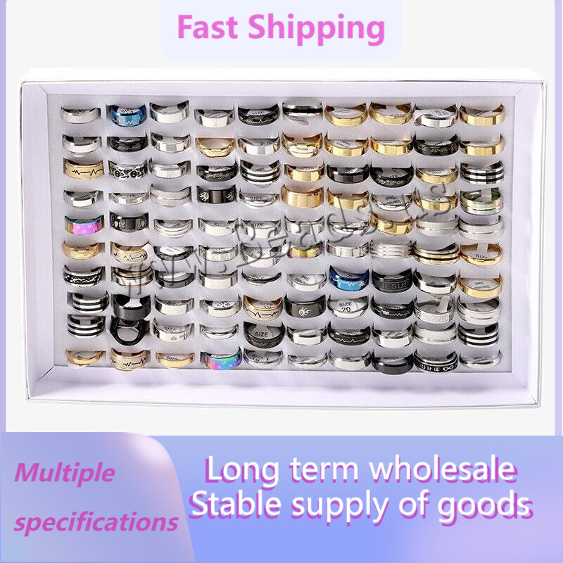 100 X Bulk Lot Stainless Steel Rings For Men And Women Fashion Ring Wholesale
