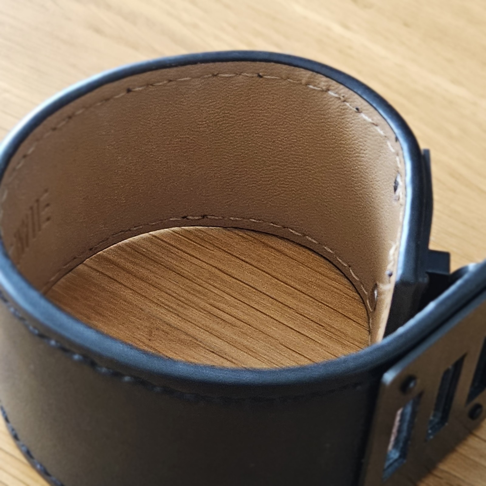 So Black Leather Cuff Bracelet with Black Metal Hardware Clasp