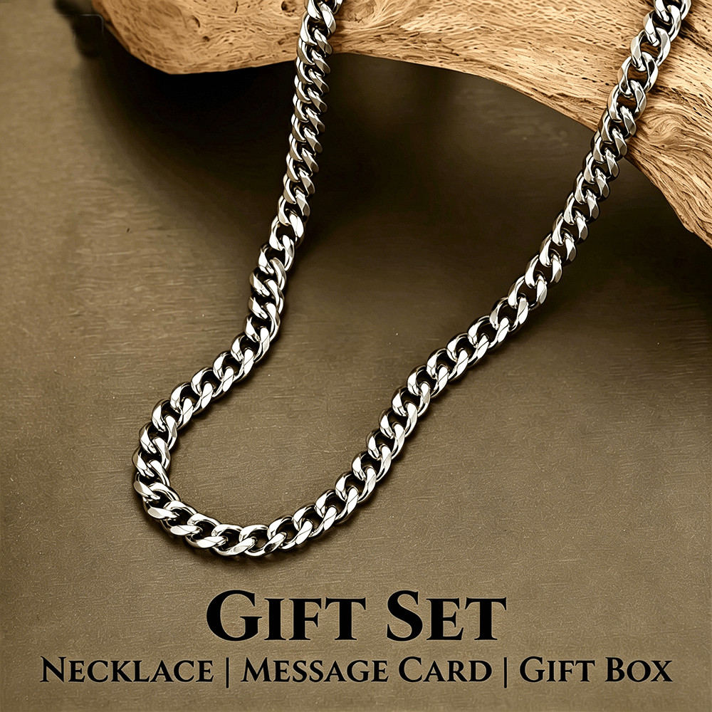 For My Son Cuban Chain Necklace From Family Friend, Birthday Graduation Gift Set