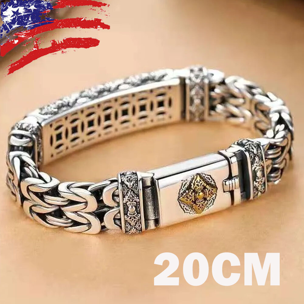 20cm Silver Plated Bangle Bracelet Chain Popular Vintage Jewelry Men’s Gift HOT
