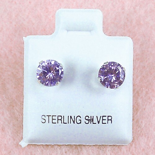 Sterling Silver – 6mm Round Alexandrite Color CZ Stud Earrings (SE353)