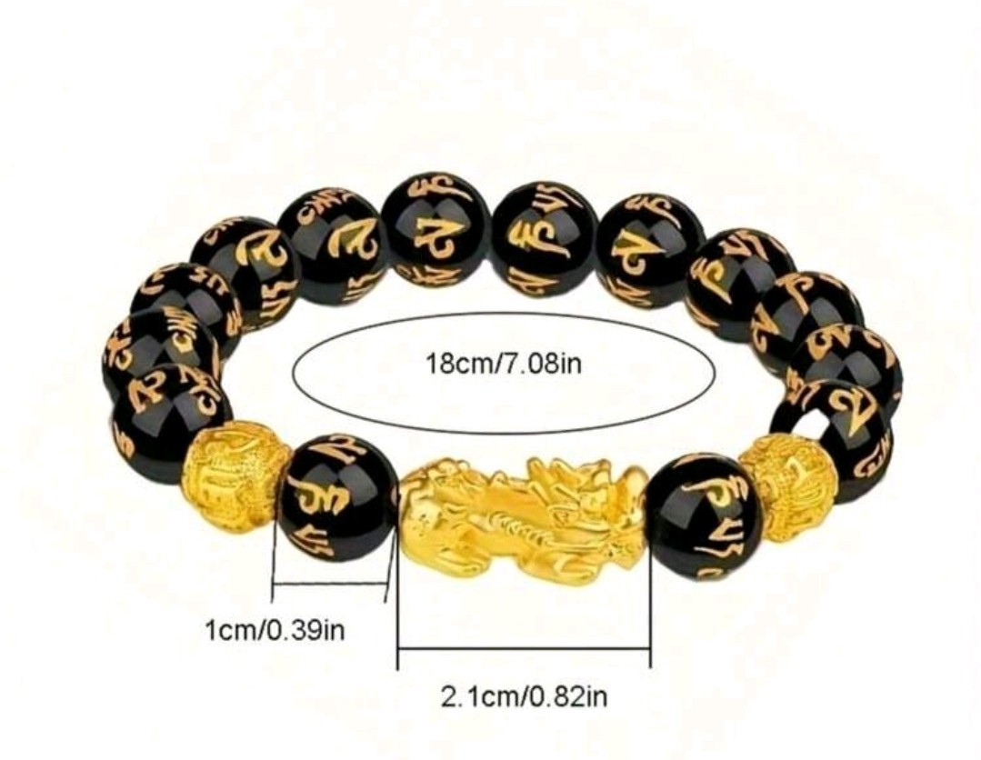 Obsidian Stone Beads Pixiu Charm Bracelet – Attracts Wealth And Good Fortune