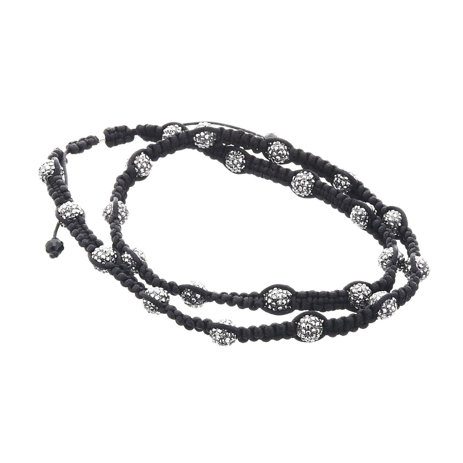 Black BLACK THREAD Iced Bead Shamballa Chain Necklace SMC 005