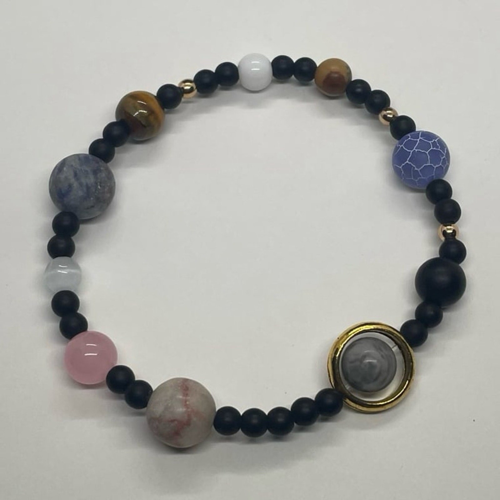 Handcrafted Solar System 7” Stretch Bracelet with Infusible Lava Rock
