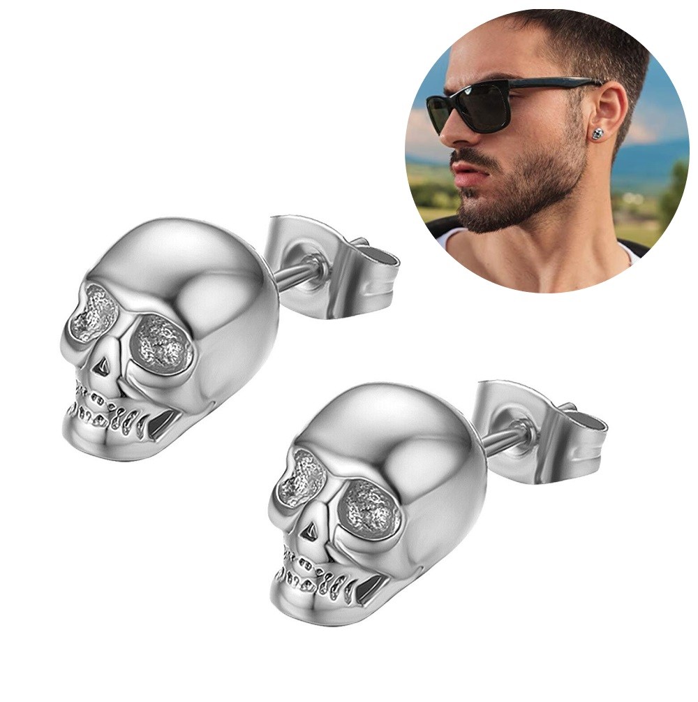 Skeleton Skull Pendant Necklaces Earrings Set Ghost Head for Couple Hip Hop Jewe