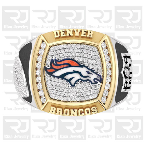 Rizajewelry Denver Broncos Men’s 1/2 Moissanite Two-Tone Championship Ring