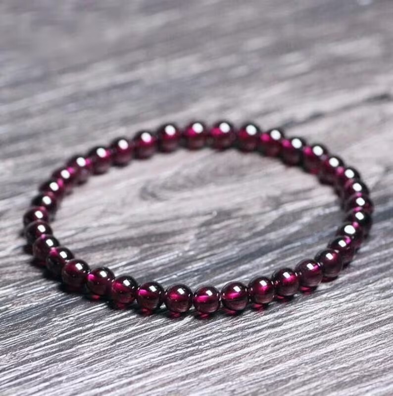 5mm Garnet Gemstone Beads Healing Reiki Chakra Grounding Women Bracelet Gifts