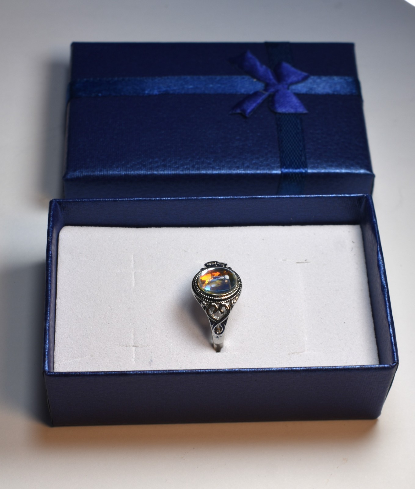 Mood Moon Ring SP 925 Sterling Silver Size 7 Gift Boxed