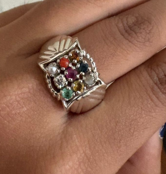 Navratna 9 Stone Gemstone 925 Sterling Silver All Size Available Unisex Ring