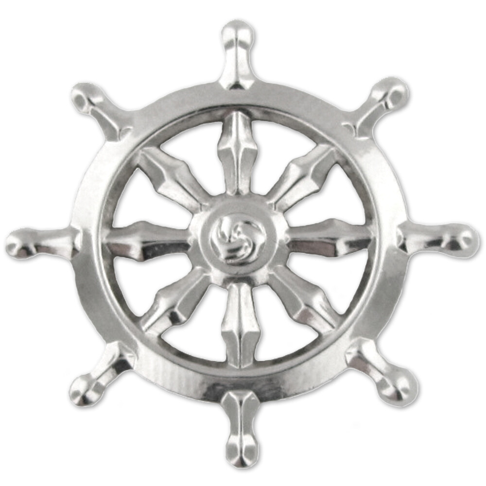 PinMart’s Silver Buddhist Wheel Dharmachakra Lapel Pin