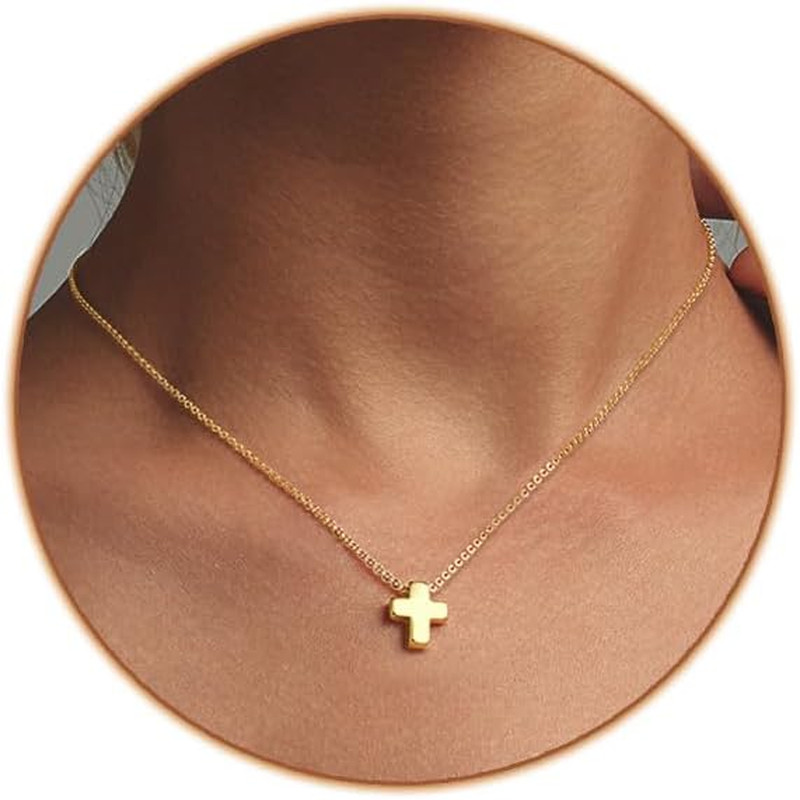 Cross Necklace for Women Gold/Silver Plated Layered Dainty Cross Chain Trendy Ch