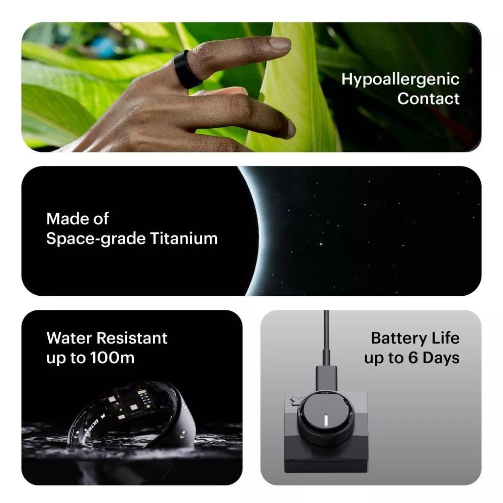 Ultrahuman Ring AIR Smart Ring Size 10 Raw Titanium Health Sleep Tracker New