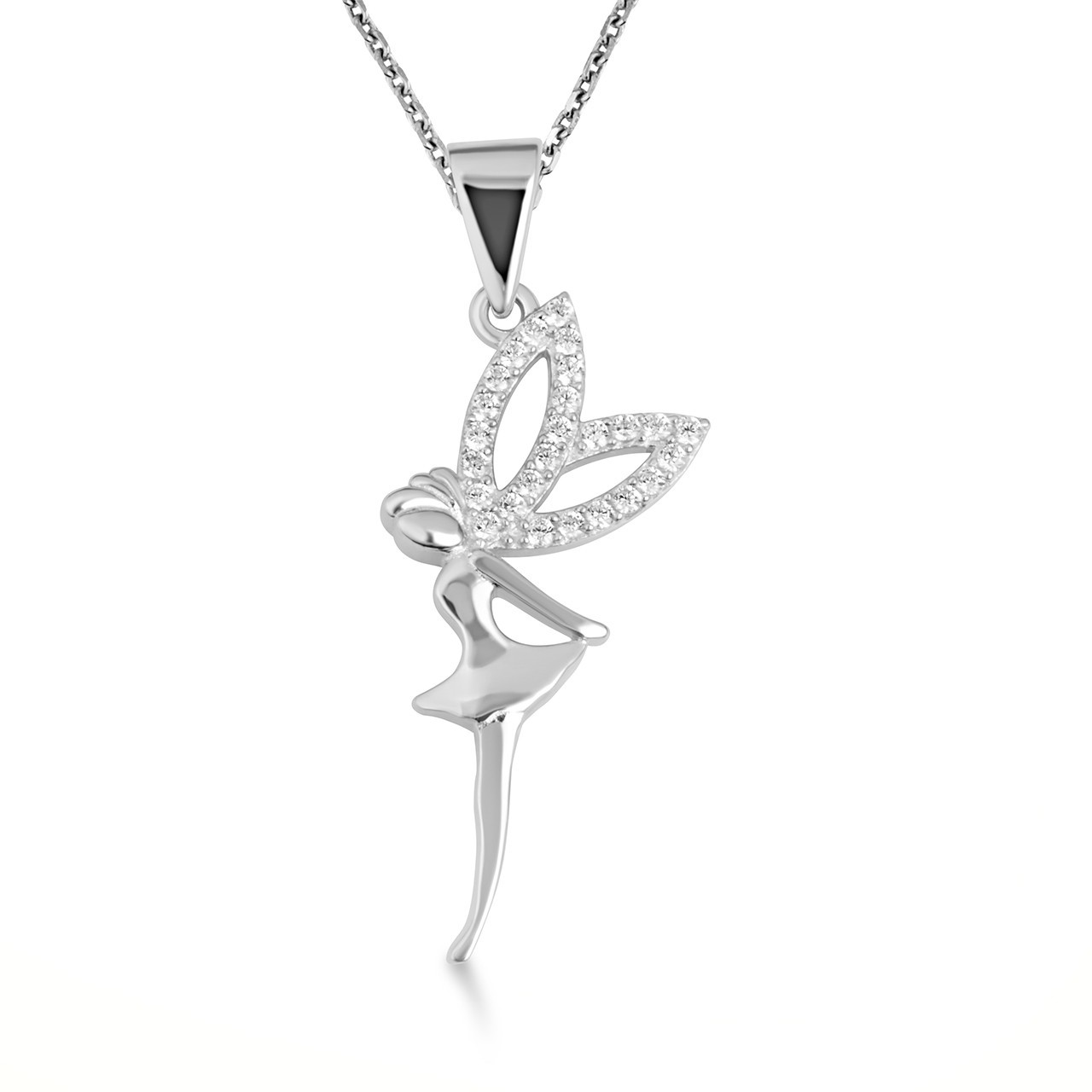Gold Mystical Fairy CZ Studded Pendant Necklace (Available in Yellow/Rose/White)