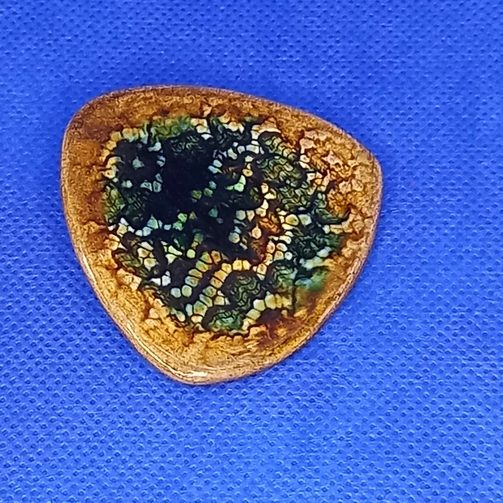 Vintage Brooch Ceramic Enamel 70s Arts Crafts Style Textured Large Pin