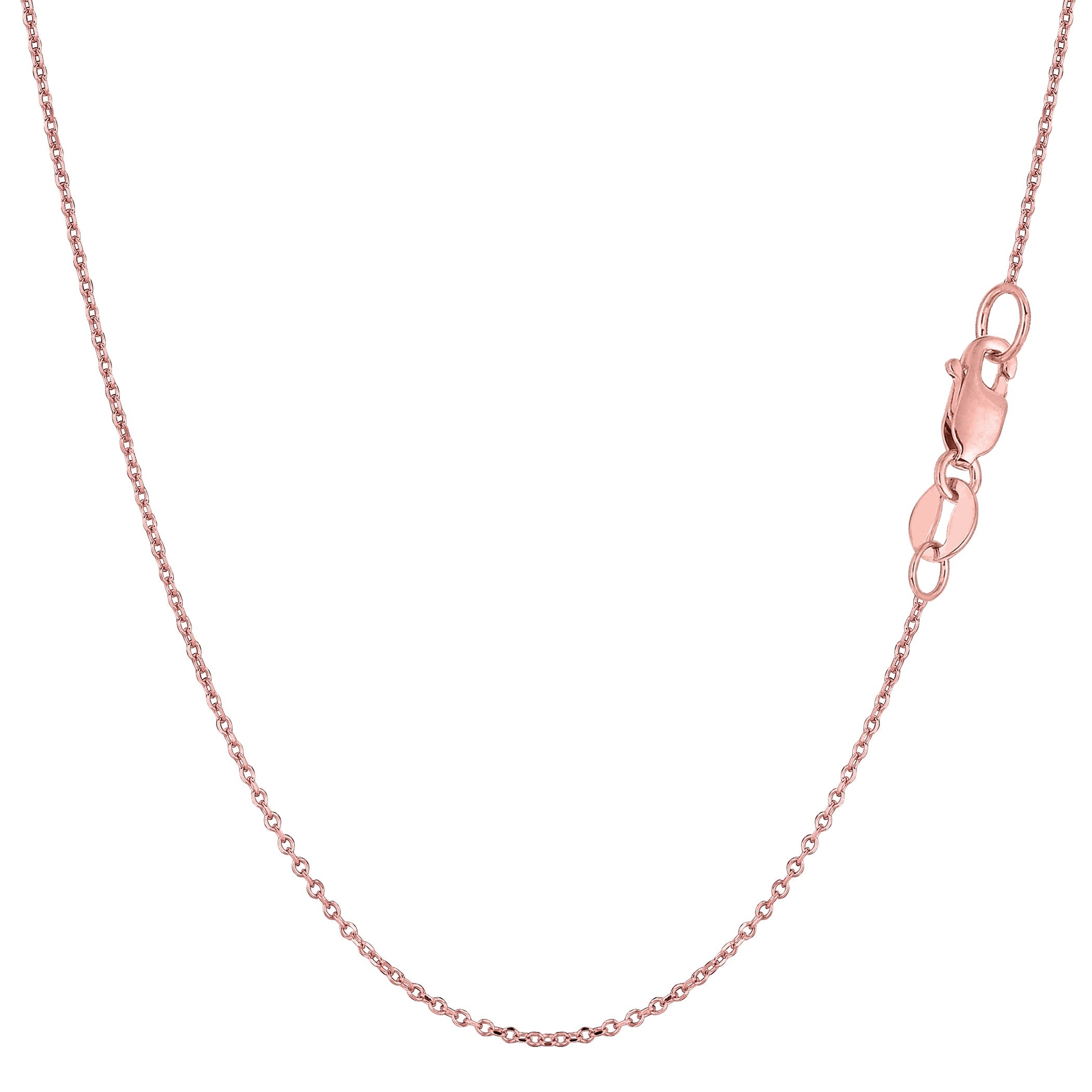 18k Rose Solid Real Gold Cable Link Chain Necklace, 0.7mm, 18″