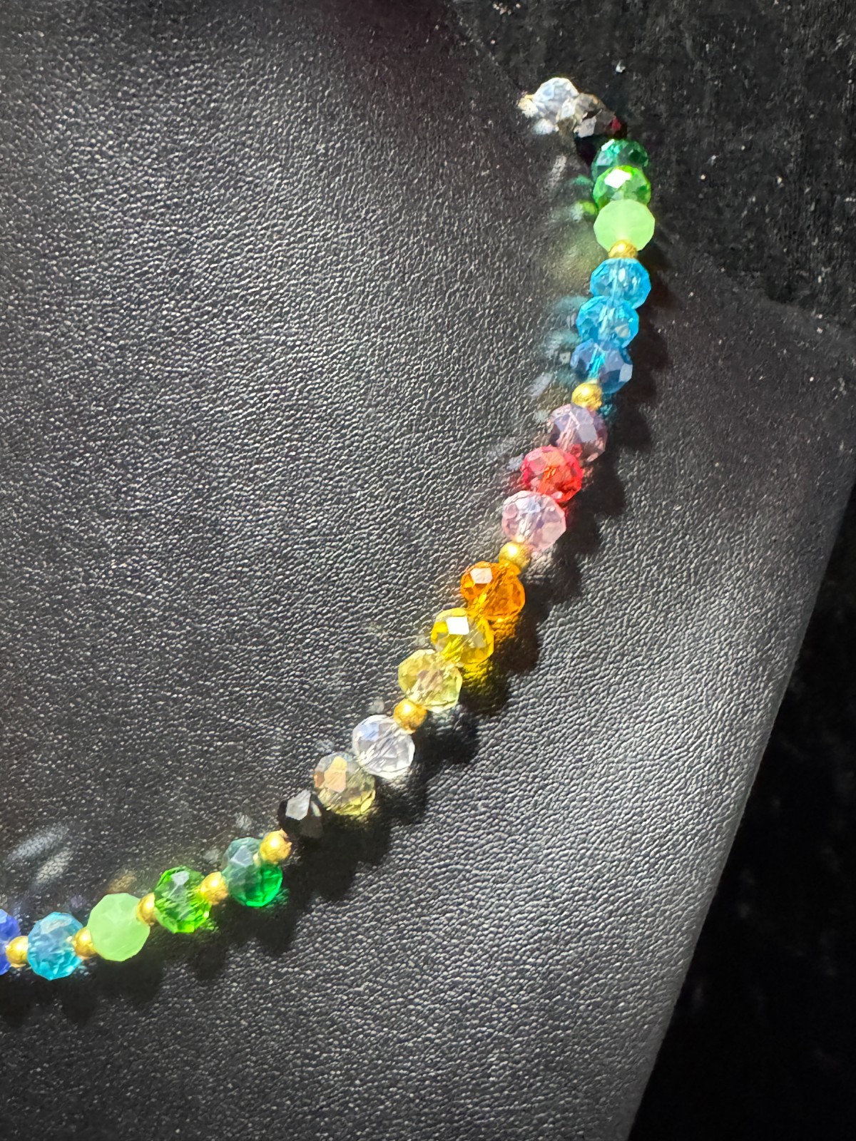 Multicolor 8mm Briolette Crystal Glass Faceted Rondelle Beaded Tennis Necklace