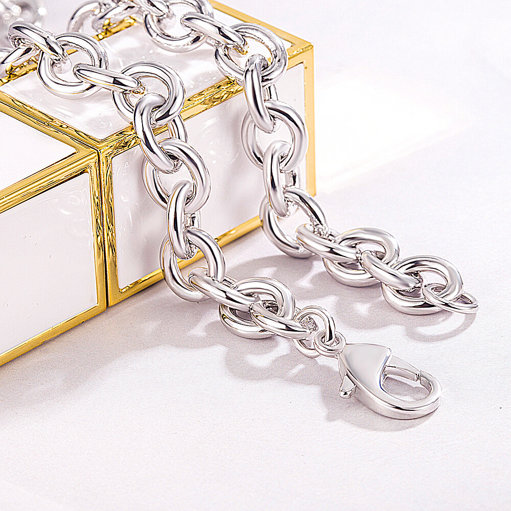 Men’s Women’s 8.5mm 925 Sterling Silver Rolo Chain Necklace Round Cable Necklace